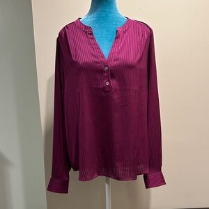 J. Crew Burgundy Striped Blouse